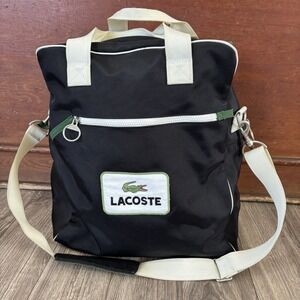 LACOSTE Shoulder Bag Large Vintage M10 Retro Sport 3 Black Logo Y2K